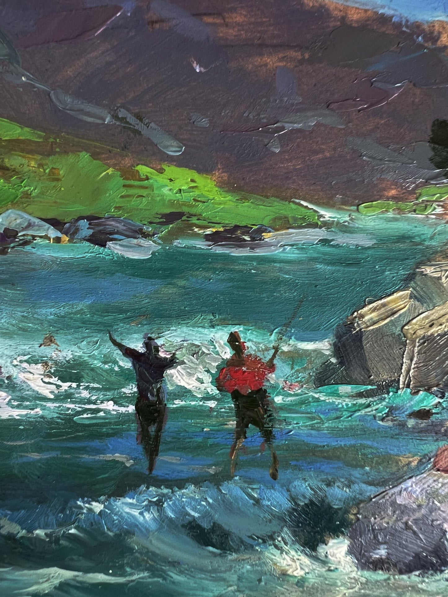 Vibrant impressionist oil painting River in the Mountains by Yuriy Suprunchuk