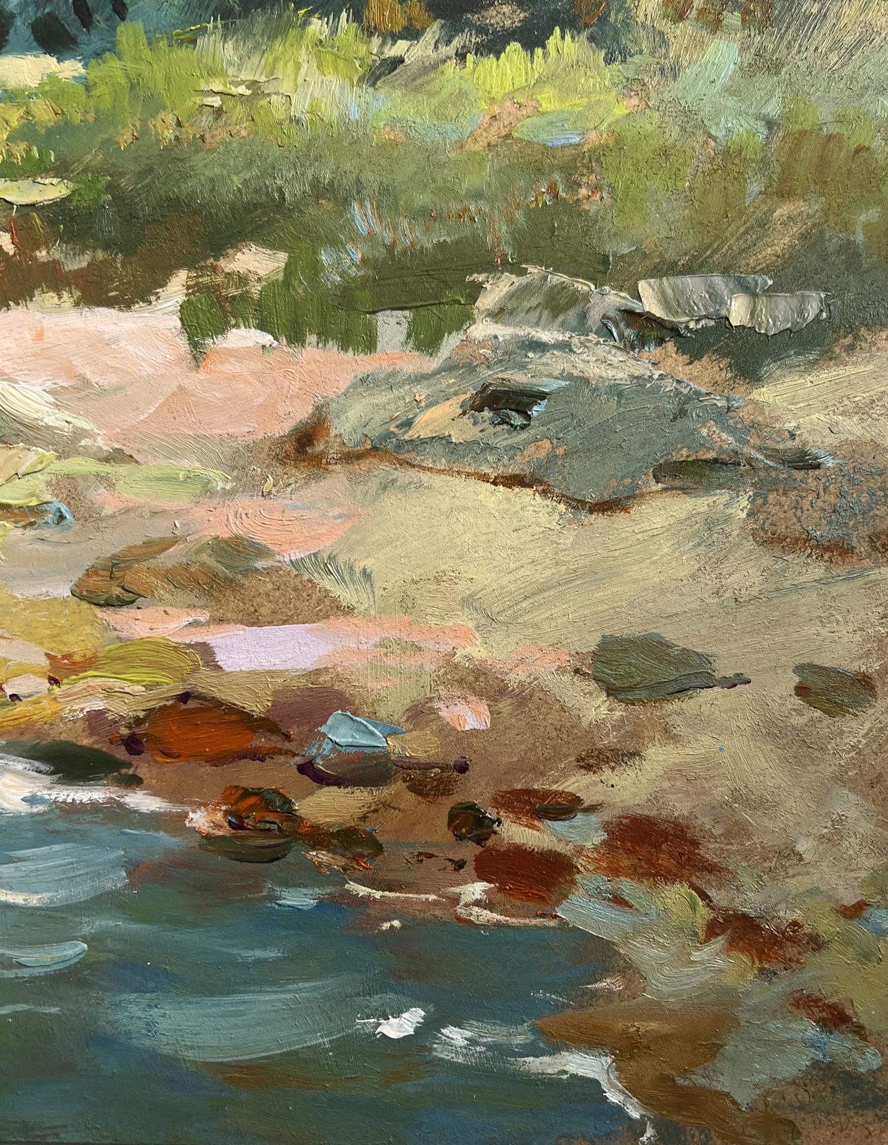 Impressionistic oil painting Summer day by the shore by Yuriy Suprunchuk