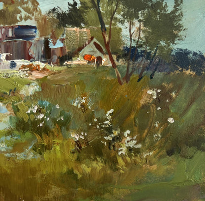 Oil painting Countryside tranquility in summer by Yuriy Suprunchuk