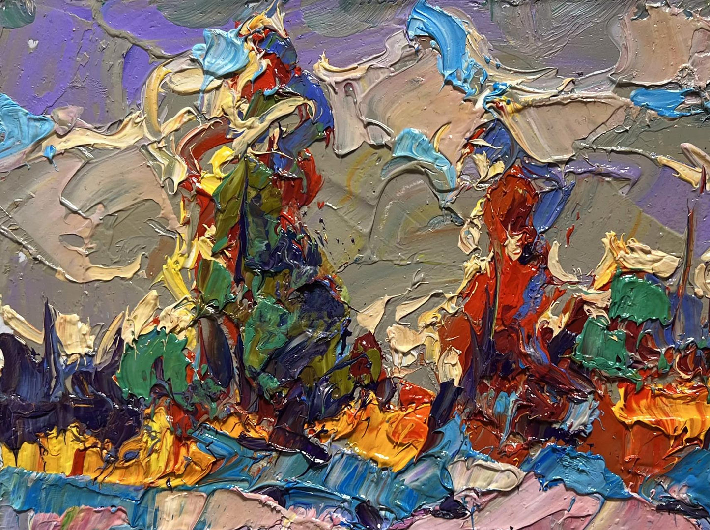 Oil painting The first snow fell by Oleksiy Ivanyuk vibrant impasto abstract