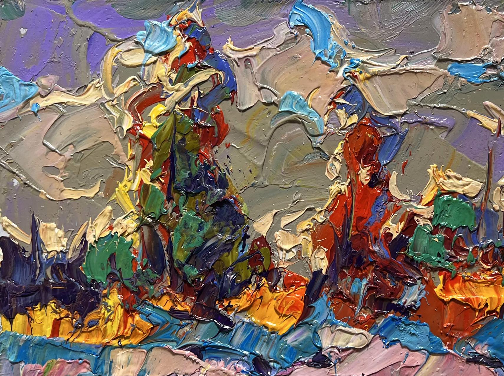 Oil painting The first snow fell by Oleksiy Ivanyuk vibrant impasto abstract