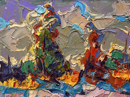 Oil painting The first snow fell by Oleksiy Ivanyuk vibrant impasto abstract