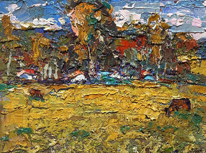 Oil painting On the yellow autumn meadows by Oksana Ivanyuk