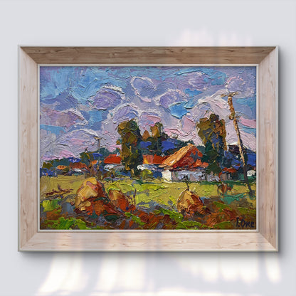 Oil painting Quiet village street by Oksana Ivanyuk rustic countryside scene