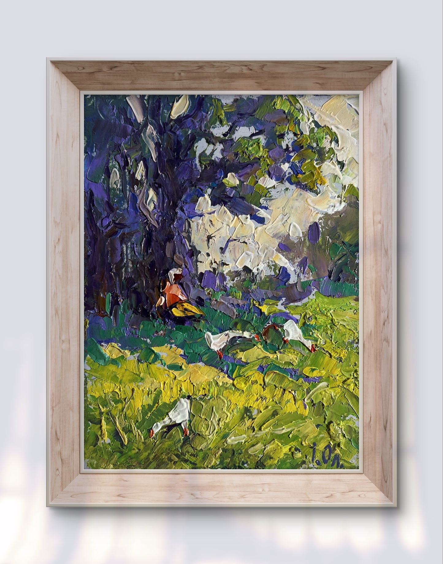 Oil painting Relaxing in the Meadow by Oleksiy Ivanyuk in wood frame