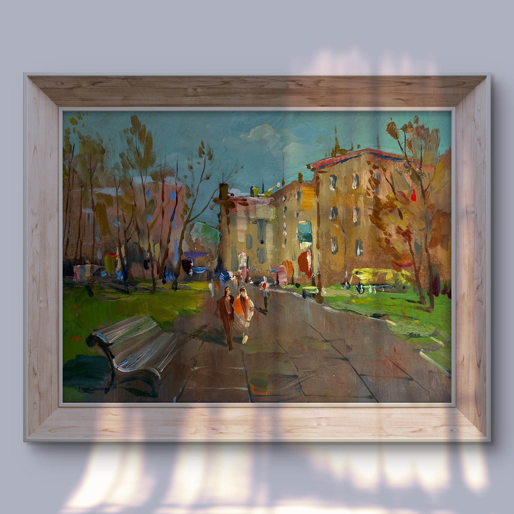 Framed impressionist oil painting Golden autumn in the park by Yuriy Suprunchuk