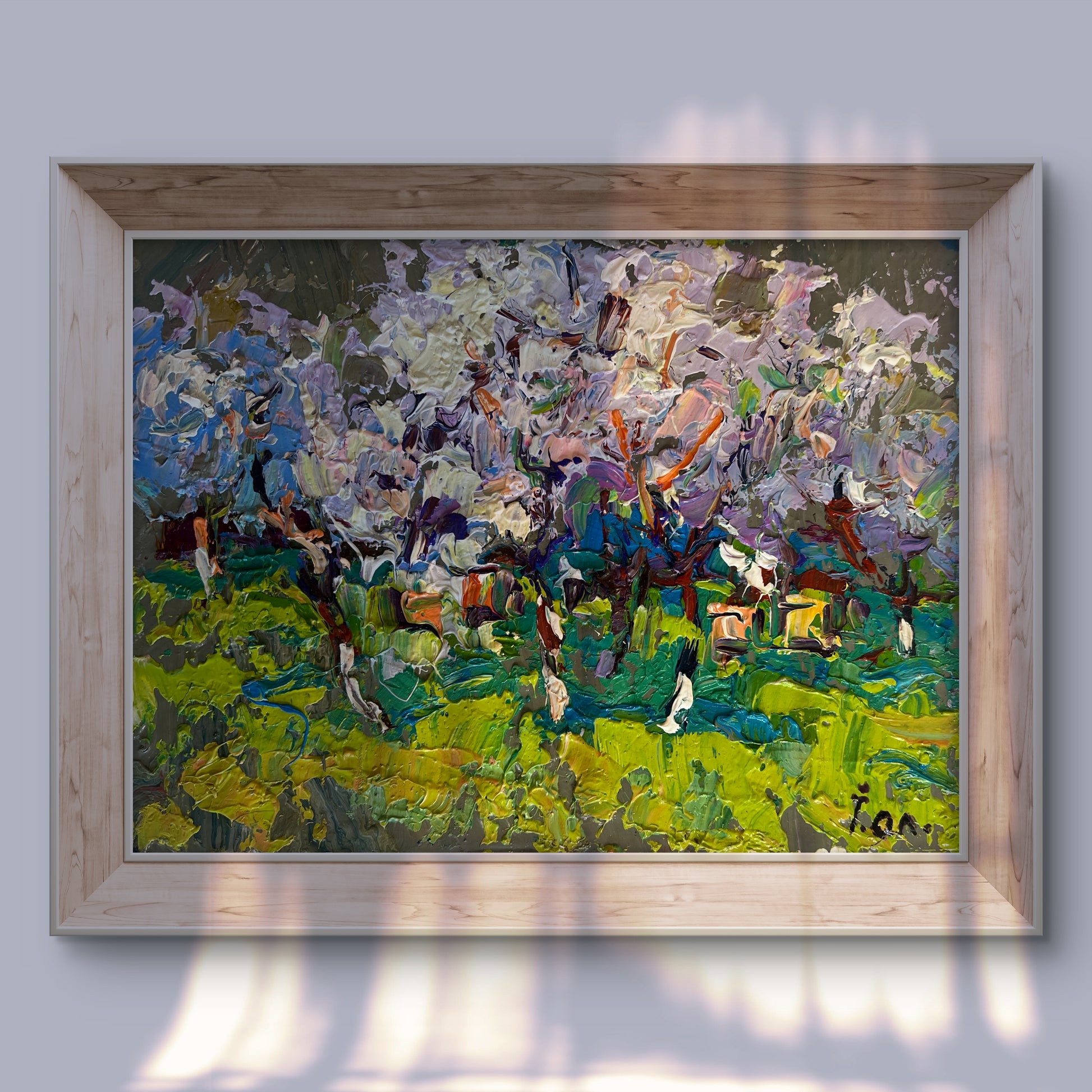 Oil painting The gardens are blooming by Oleksiy Ivanyuk in wood frame