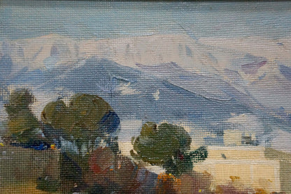 Oil painting of snow-capped mountains by Strelov Arkady Efimovich