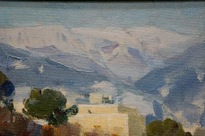 Oil painting of snow-capped mountains by Strelov Arkady Efimovich