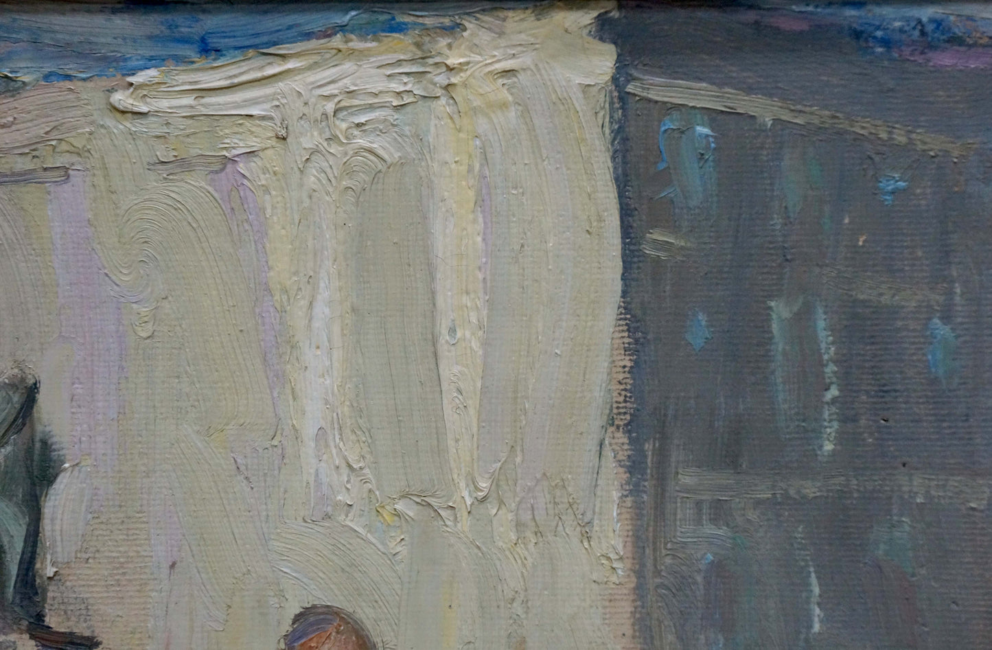 Textured beige gray oil painting landscape by Dulfan Lucien Veniaminovich