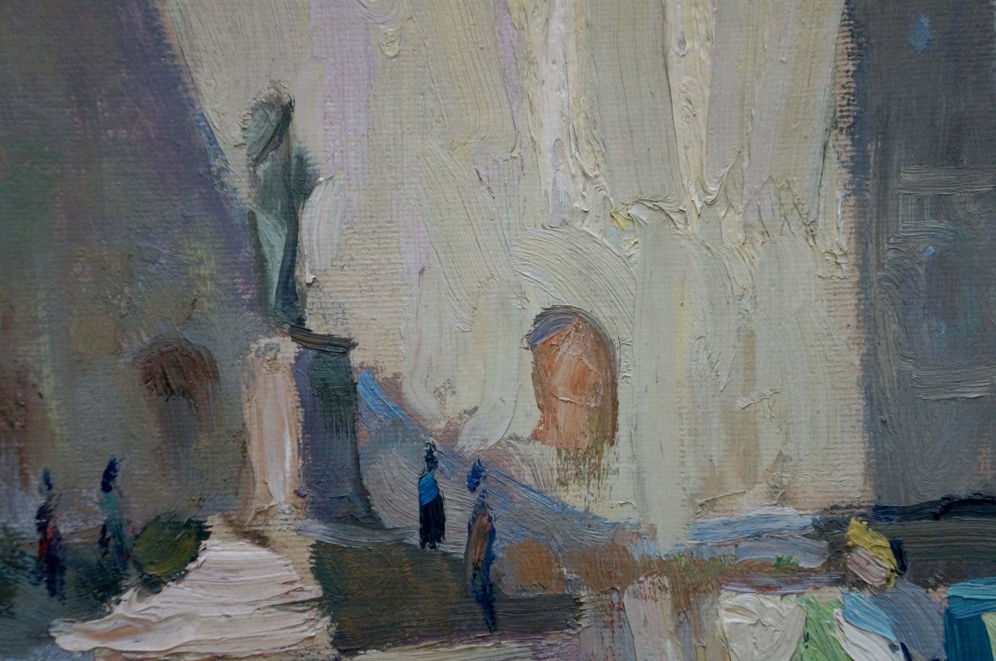 Textured impressionistic oil painting of stone archway by Dulfan Lucien Veniaminovich