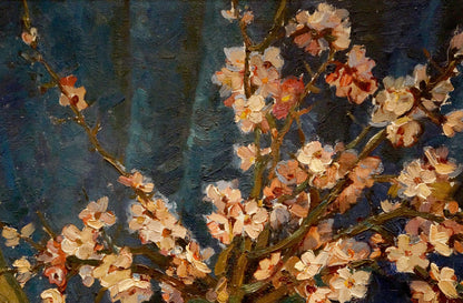 Vibrant oil painting of cherry blossoms by Tsvetkova Valentina Petrovna
