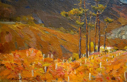 Oil painting by Bakaev Sergey Ivanovich of autumn vineyards landscape