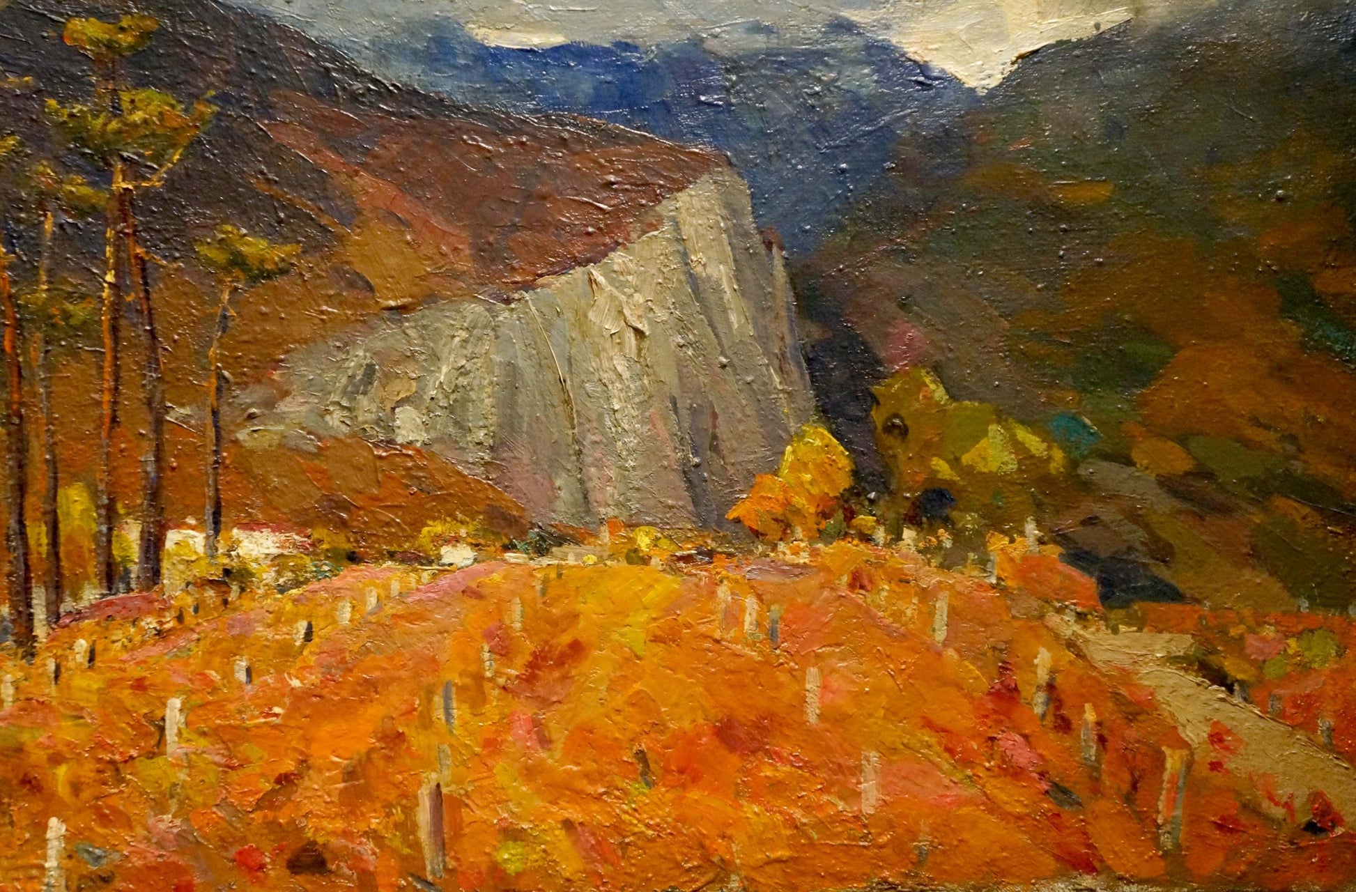 Textured oil painting of rugged autumn mountains by Bakaev Sergey Ivanovich