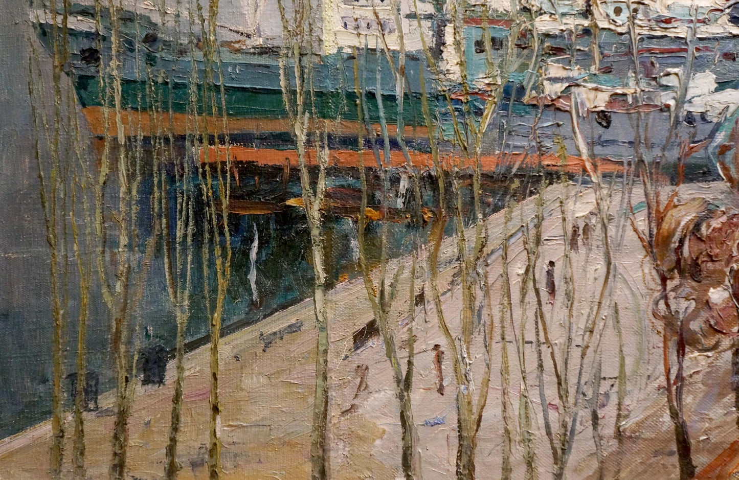 Oil painting In the bay by Moskalenko Anatoly Mikhailovich, harbor scene