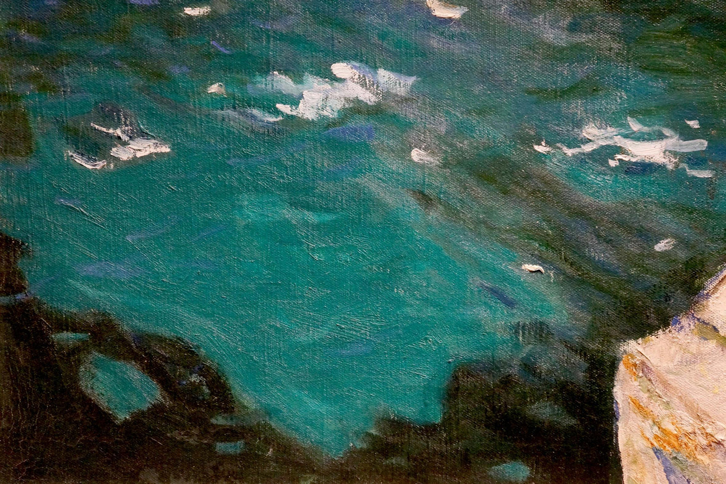 Oil painting Seascape Filippov Z. I. turquoise sea and green cliffs