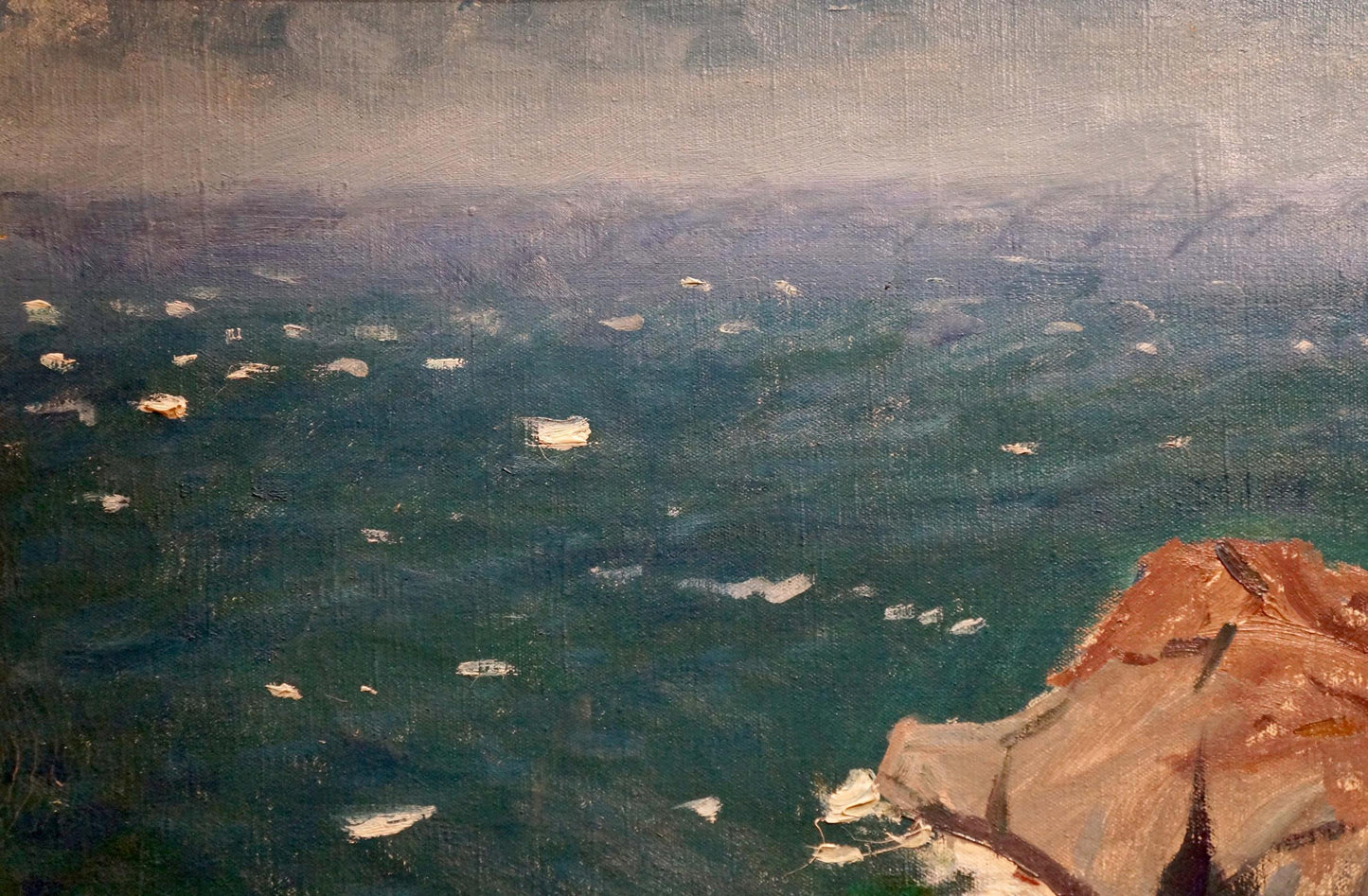 Oil painting Seascape Filippov Z. I. textured dark teal ocean with ice floes