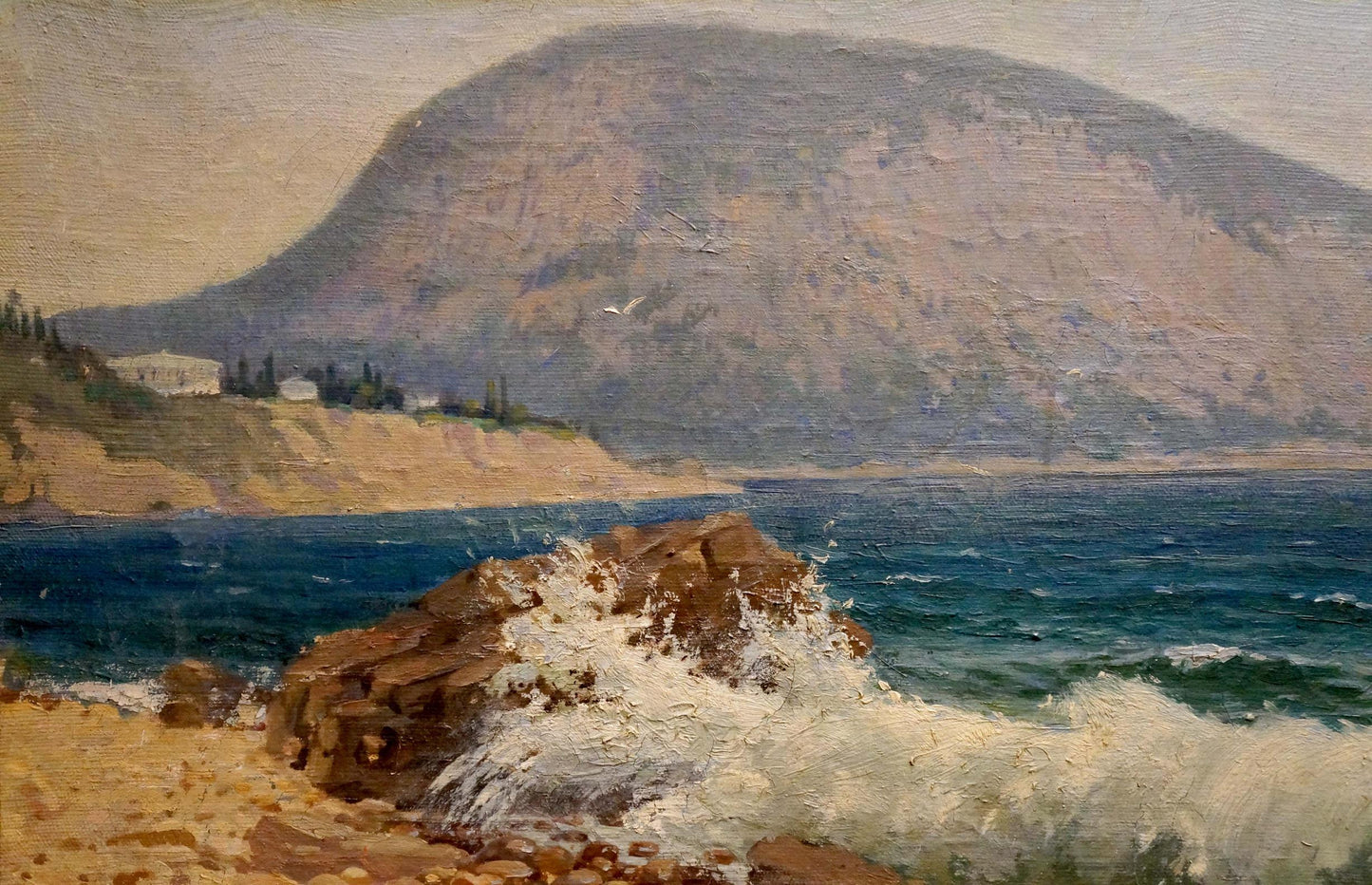 Oil painting Sea shore Osipov A. N. rugged coastal waves on rocks