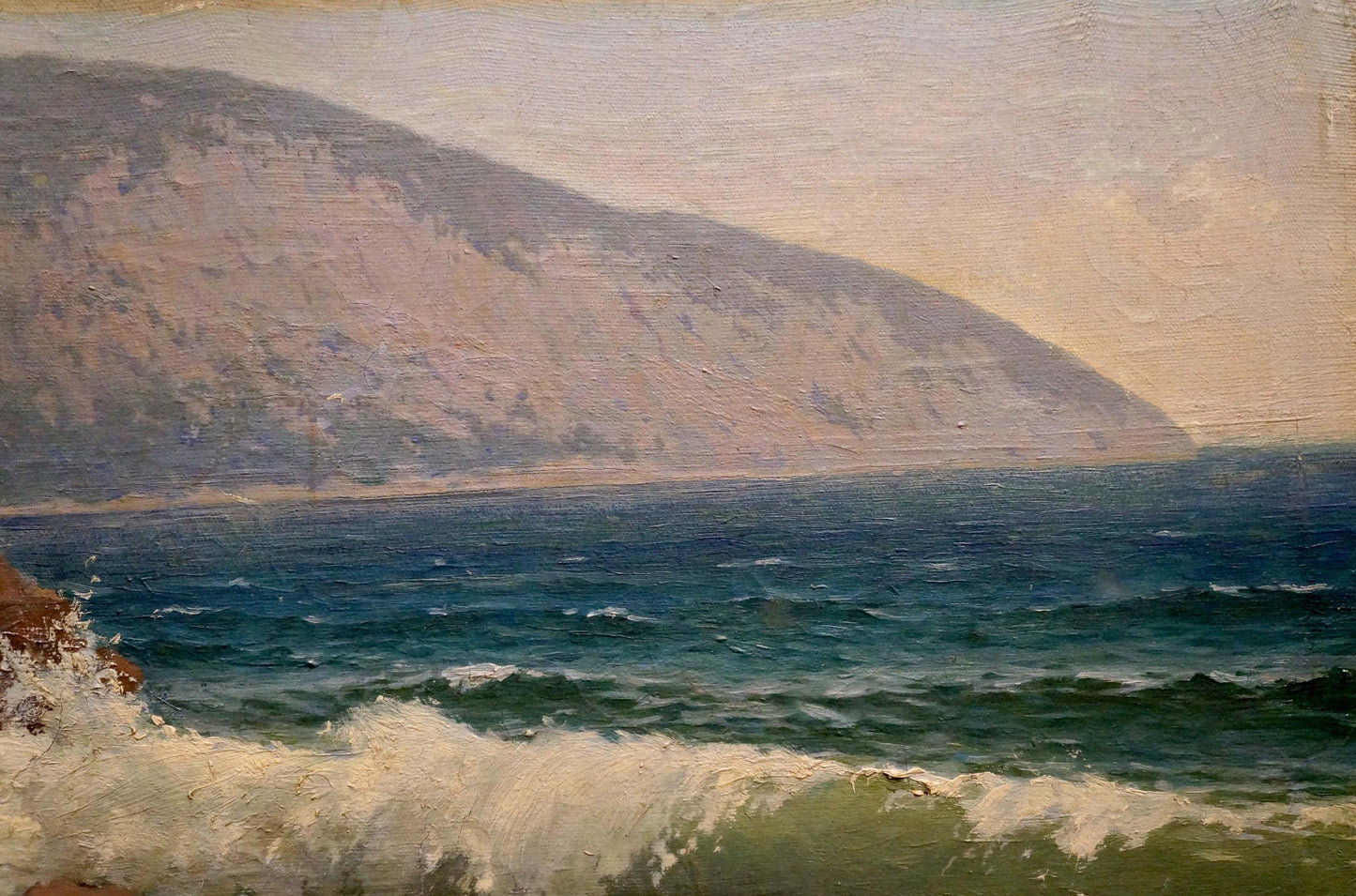 Oil painting Sea shore Osipov A. N. rugged coastal waves on rocks