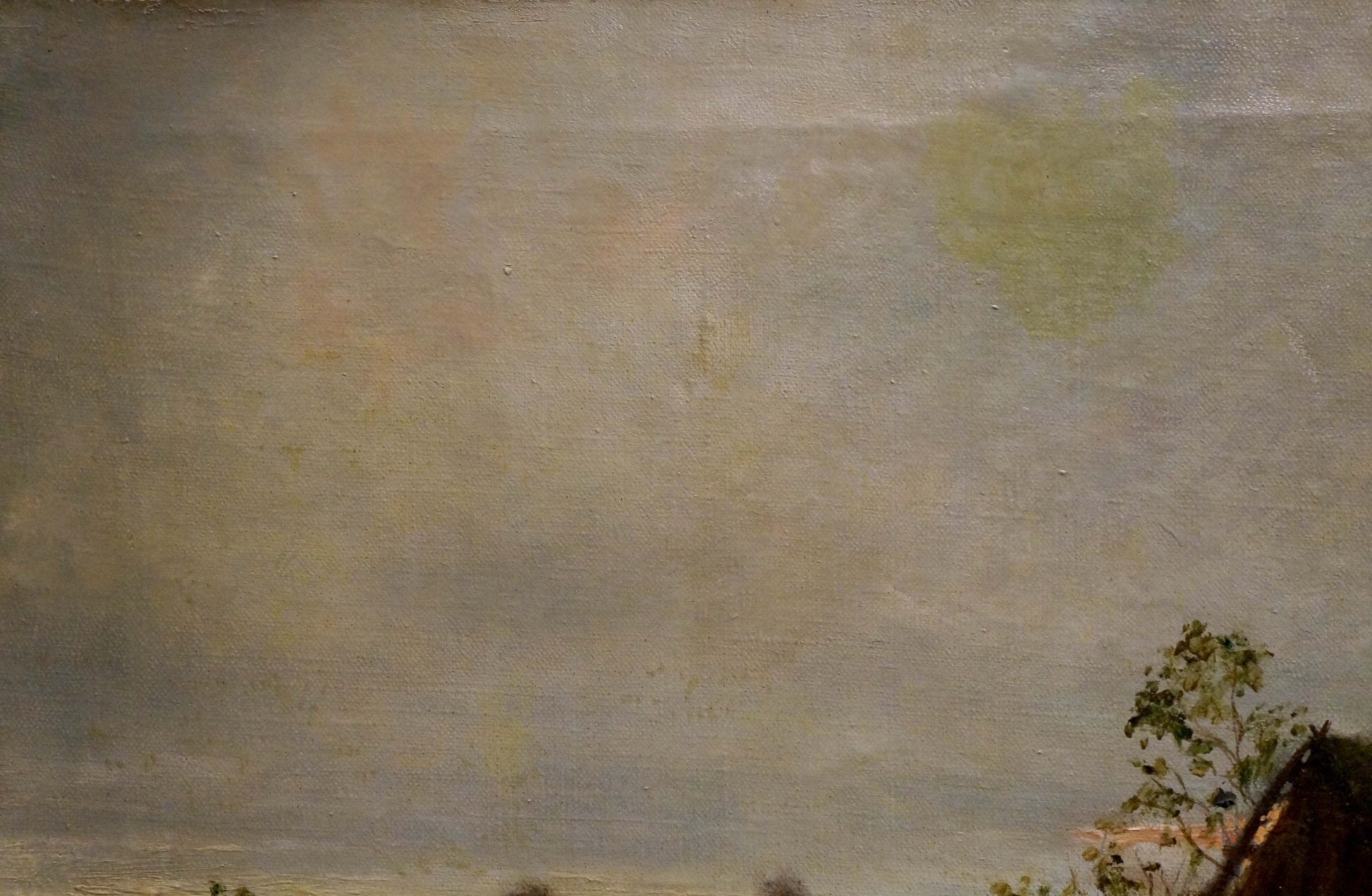 Oil painting Early morning Kostandi K.K. muted gray green sky