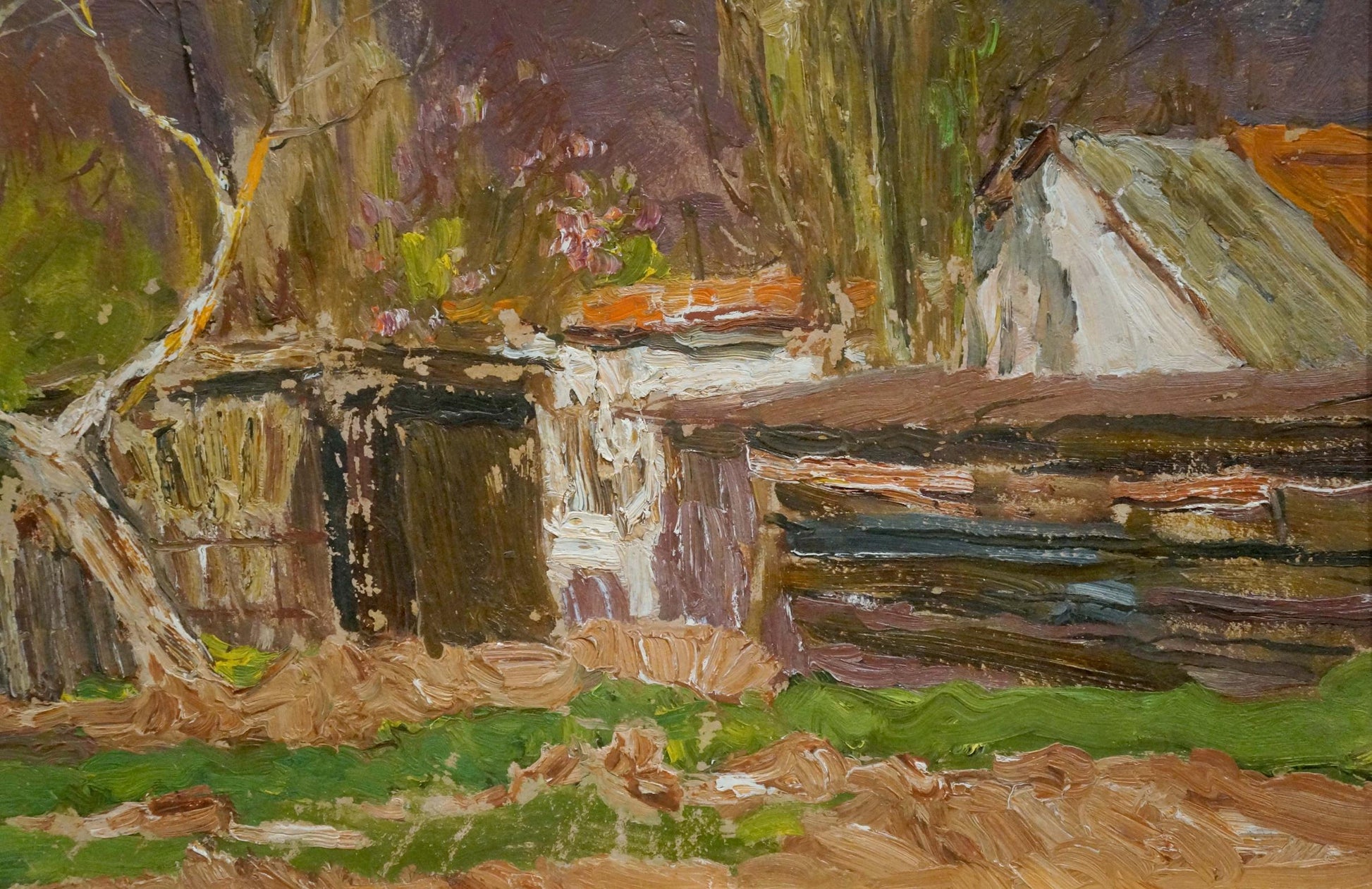 Oil painting of rustic barn by Stolyarenko Petr Kuzmich