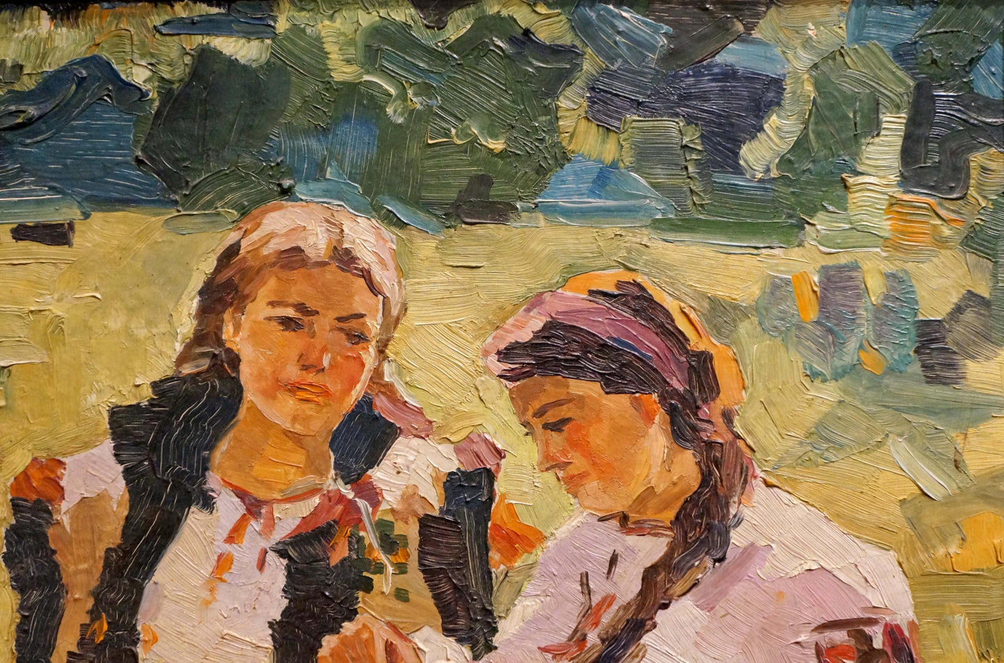 Impressionistic oil painting portrait of R.-Ukrainian girls