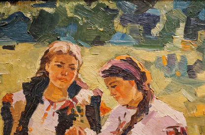 Impressionistic oil painting portrait of R.-Ukrainian girls