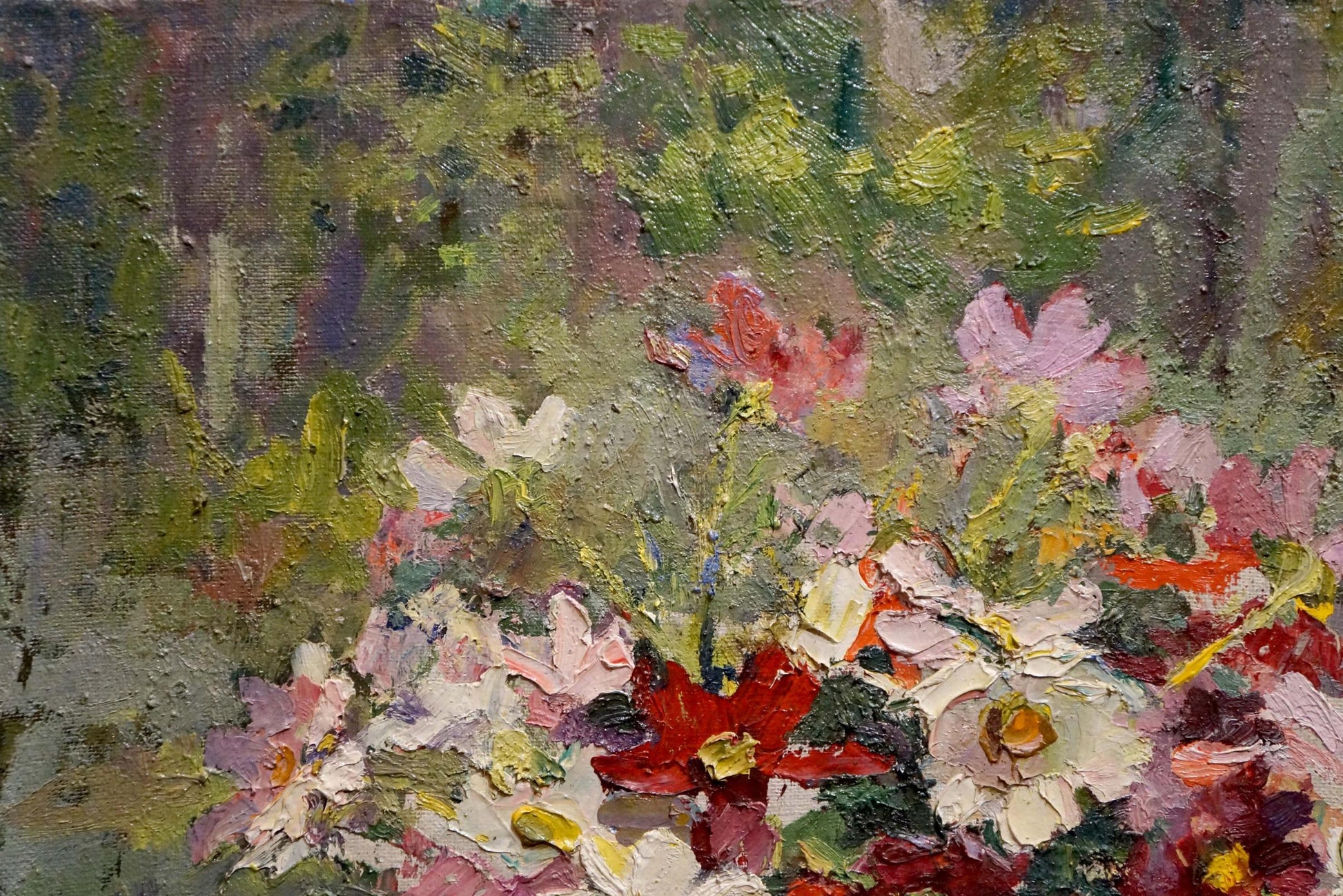 Vibrant impressionist oil painting of Sokolova Zinaida Ivanovna bouquet with apples