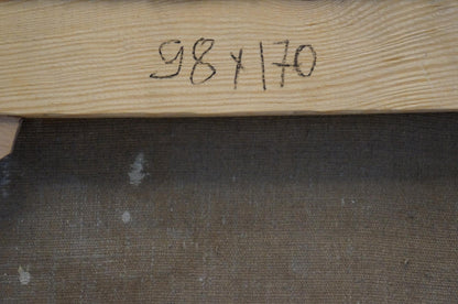 Back of Alexander Ferber oil painting with 98 x 170 beam marking