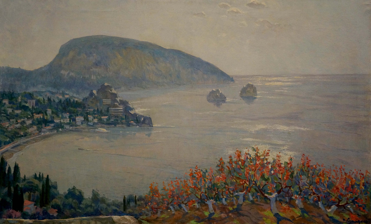 Serene Greek coastal oil painting by Sulimenko Petr Stepanovich