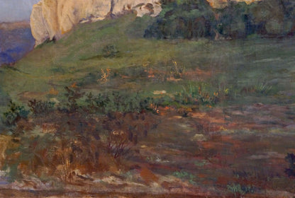 Oil painting On a hill by Nagaevskaya Elena Varnavovna, verdant textured hillside