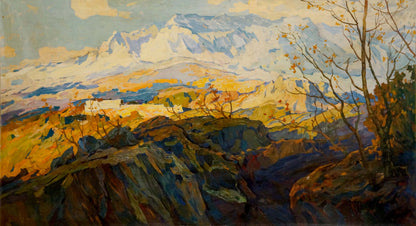 Impressionistic snow-capped mountains by January Prokhorov K. A. oil painting
