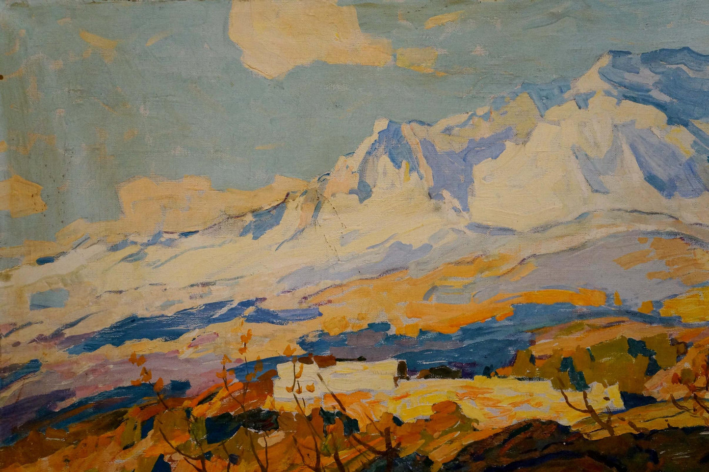 Snow-capped mountains oil painting by January Prokhorov K. A