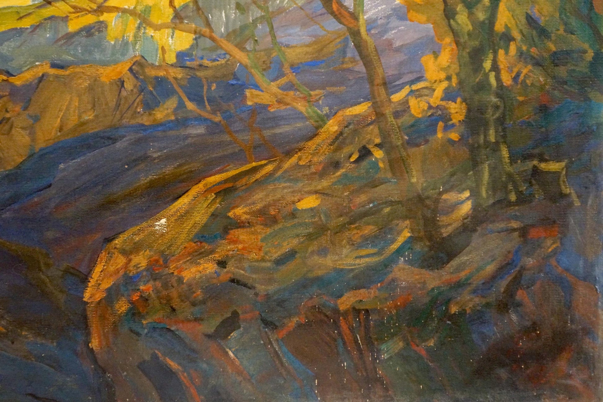Oil painting January by Prokhorov K.A. impressionistic rocky landscape