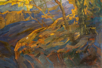 Oil painting January by Prokhorov K.A. impressionistic rocky landscape