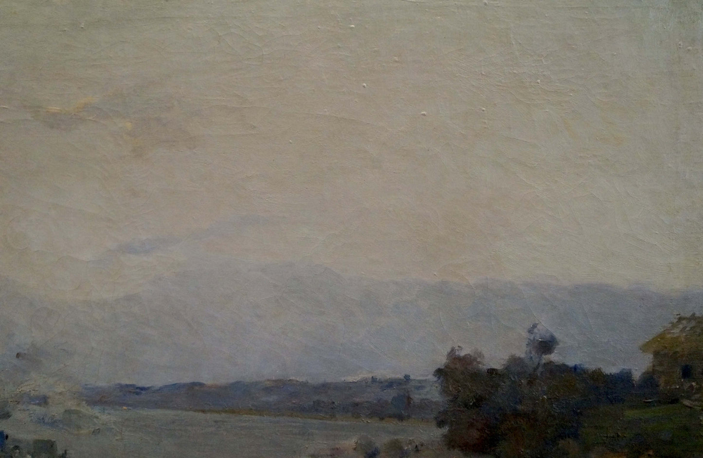 Oil painting Departure by Tsvetkova Valentina Petrovna muted beige gray landscape