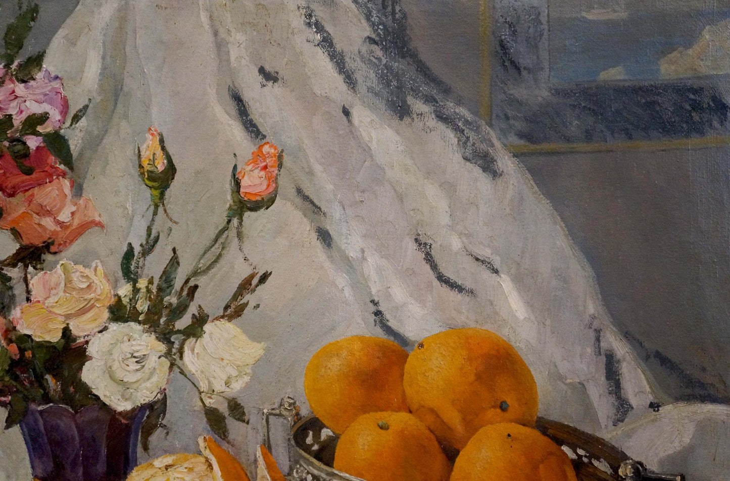 Oil painting of silver bowl with oranges by Tsvetkova Valentina Petrovna