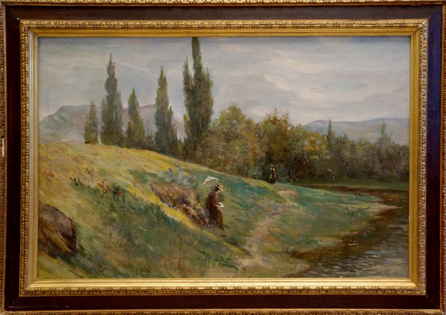 Framed oil painting Rain is coming by Paul Christiaan Bos pastoral landscape