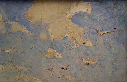 Impressionistic oil painting of seagulls in flight by Y. Yarovoy Stepan Kalinovich