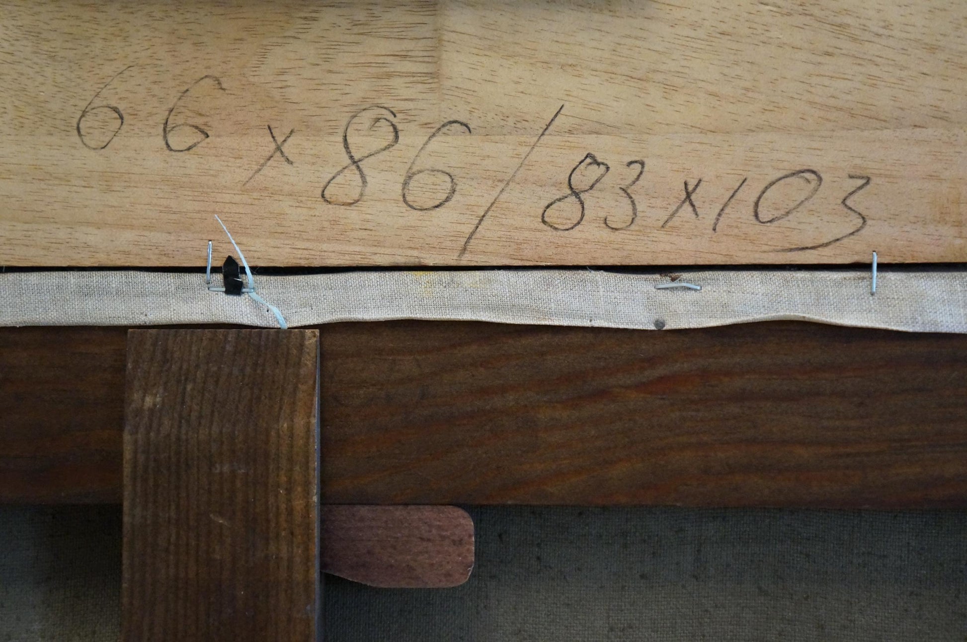 Back of Y. oil painting by Yarovoy Stepan Kalinovich with handwritten dimensions