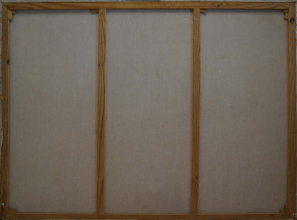 Light brown wooden frame with three vertical panels for Archer Portrait by Kuznetsov Victor Alexandrovich