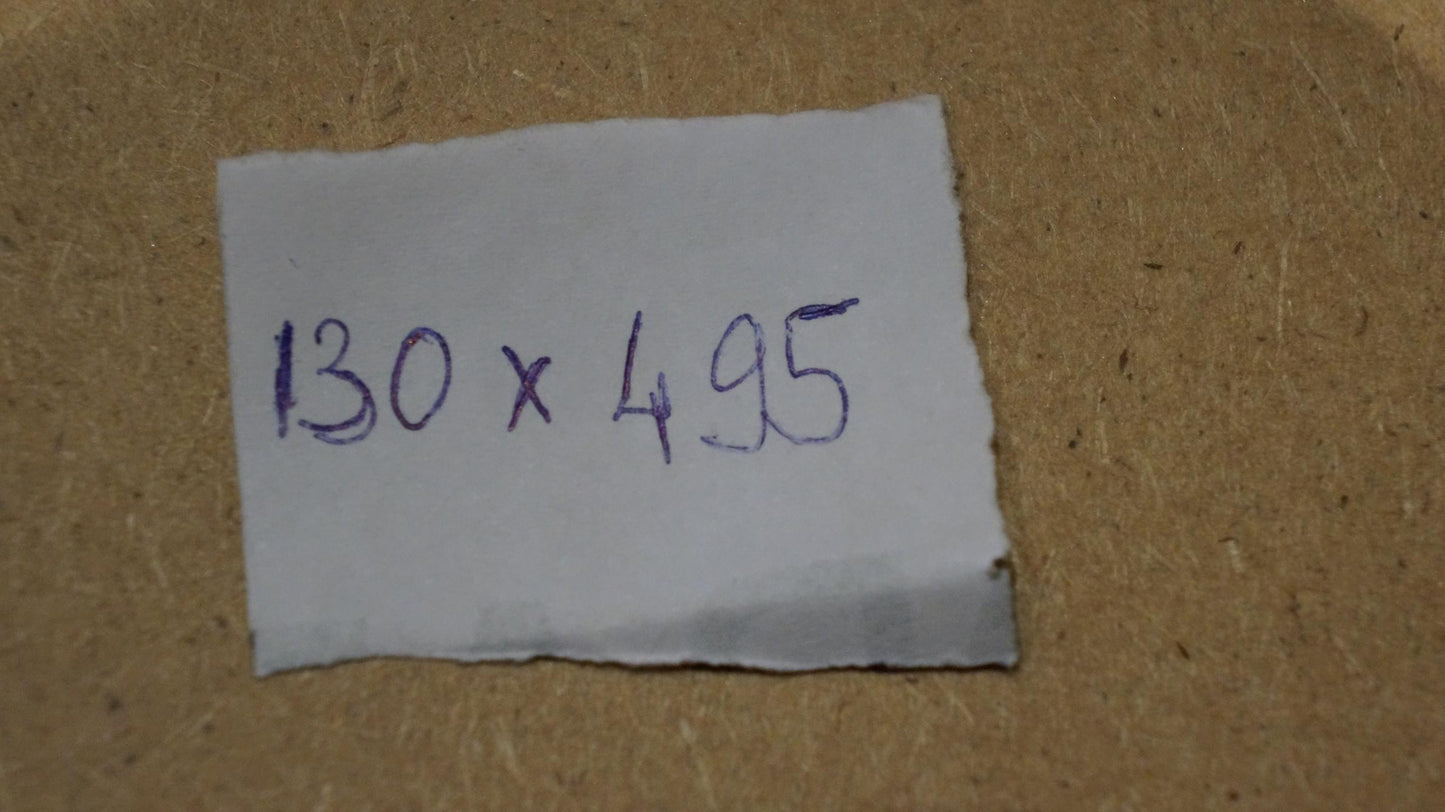 Back of Oil painting Battlefields label: 130 x 495 mm in purple ink