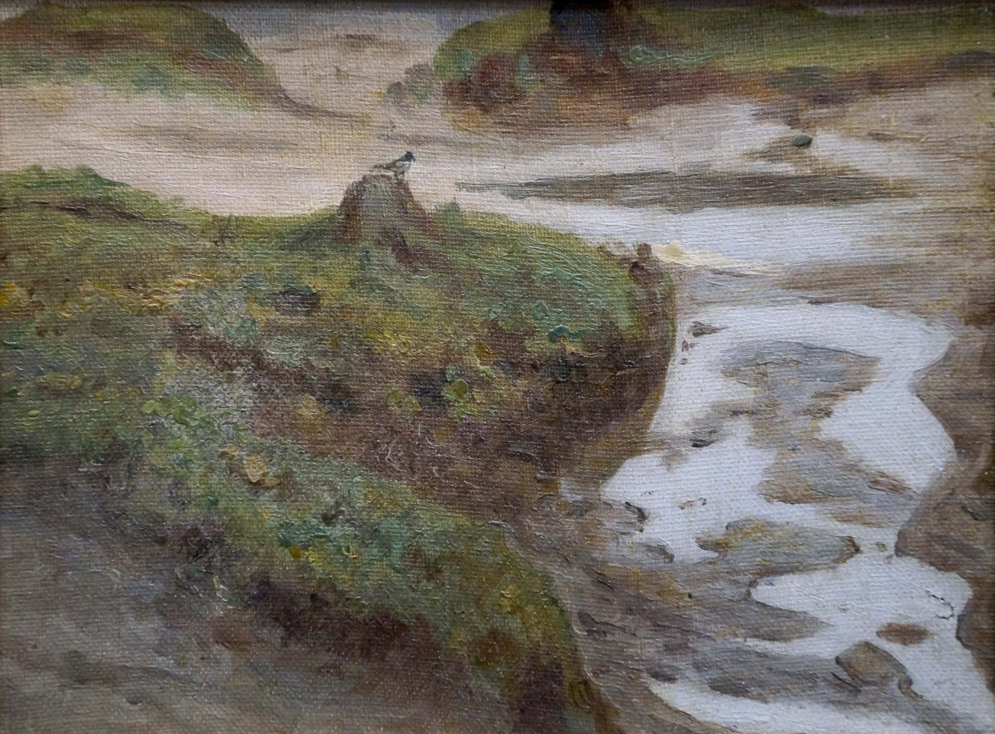 Oil painting of rugged river landscape by Sergei Ivanovich Svetoslavsky
