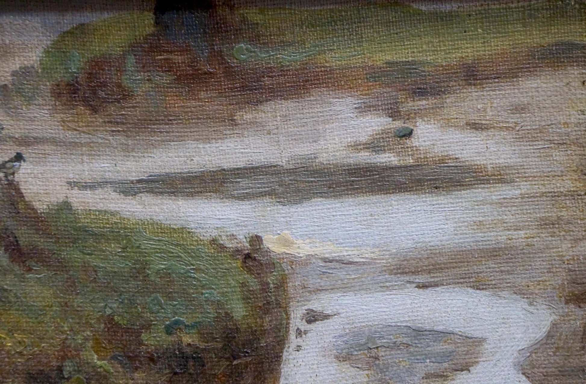 Textured oil painting of river landscape by Sergei Ivanovich Svetoslavsky