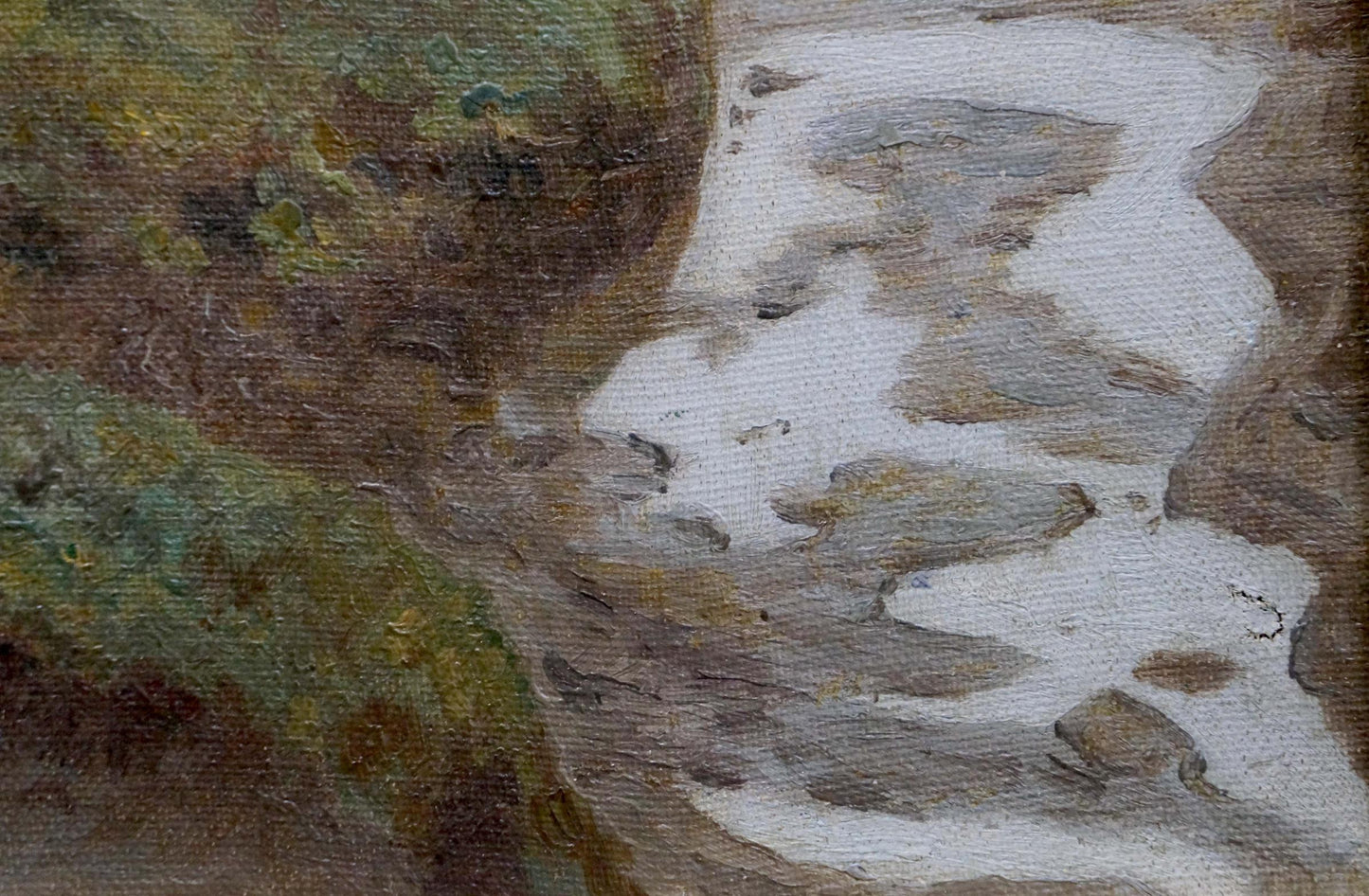 Oil painting of flowing river landscape by Sergei Ivanovich Svetoslavsky