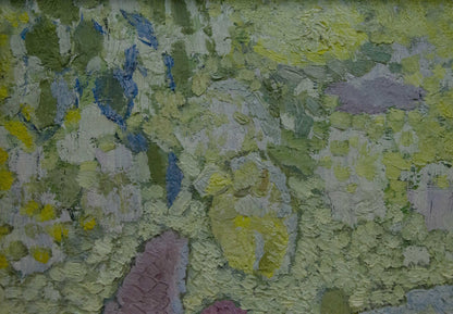 Oil painting Lilac by Zaretsky Victor Ivanovich with impasto greens and blues