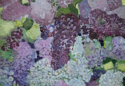 Oil painting Lilac by Zaretsky Victor Ivanovich, purple hydrangeas impasto