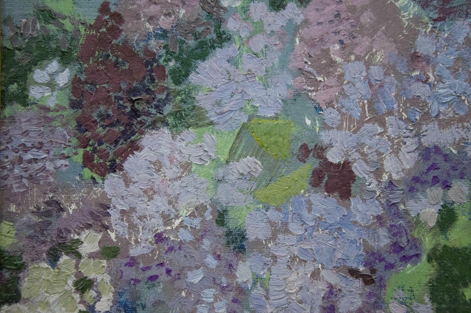 Textured oil painting of lavender hydrangeas by Victor Ivanovich Zaretsky
