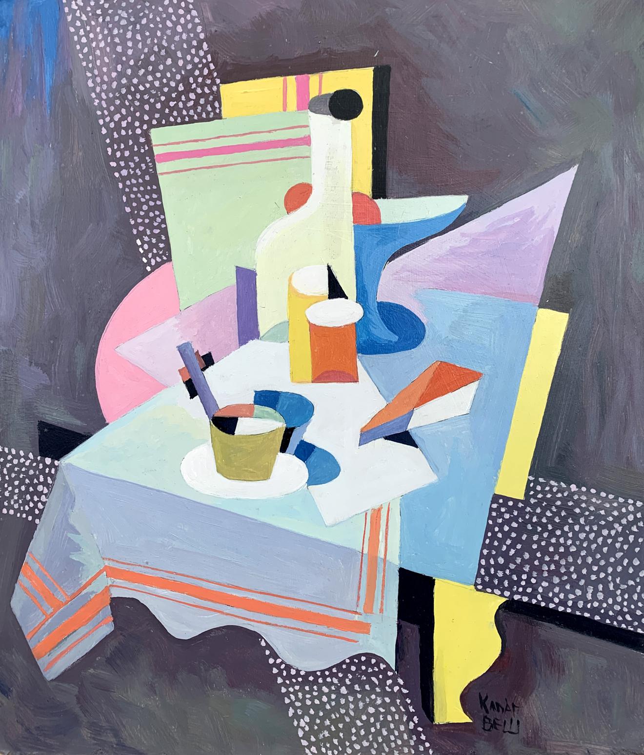Abstract geometric still life oil painting by Bella Kadar, Victor Konotopsky