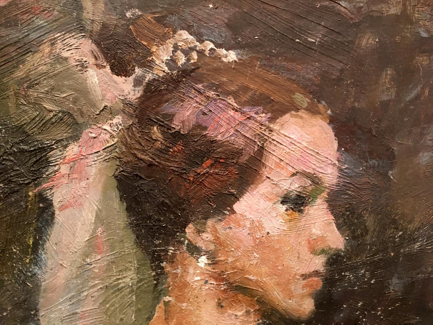 Textured oil painting portrait of a girl by Gorshkov Nikolay Dorofeevich